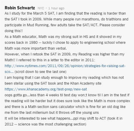 SAT Comment NYT Reading