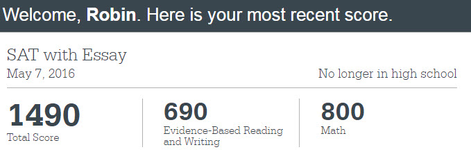 SAT Scores May 2016