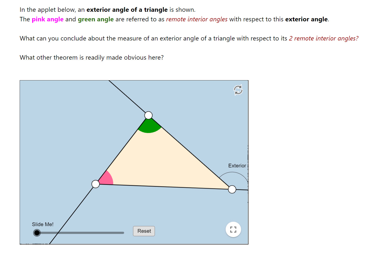 Geogebra Ext Angle ThmTriangle